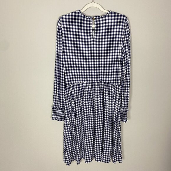 Draper James Kitty Dress Gingham Plaid Check Blue Womens Large Long Sleeves - Picture 8 of 9